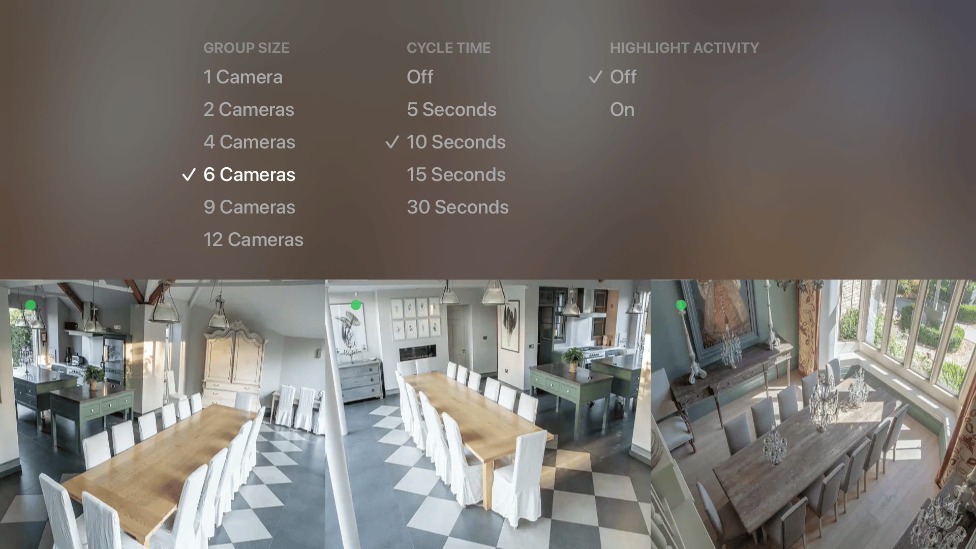 Configure multiplex options such as group size, cycle time, and activity highlighting