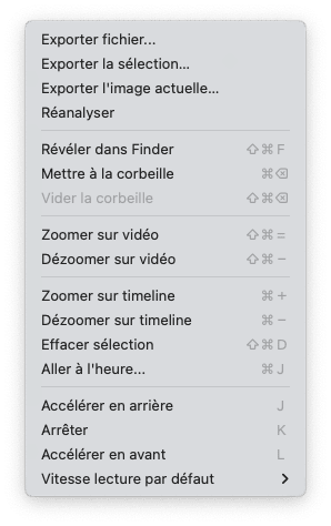 Menu Navigateur SecuritySpy