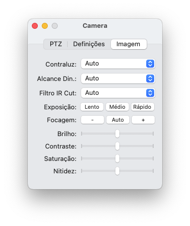 Controlo de Câmara - Definições de Imagem