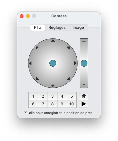 Contrôle de caméra - PTZ